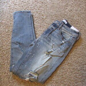 KANCAN Blue Distressed White Splats Torn Denim Jeans Size 5/26 NWT Stretch